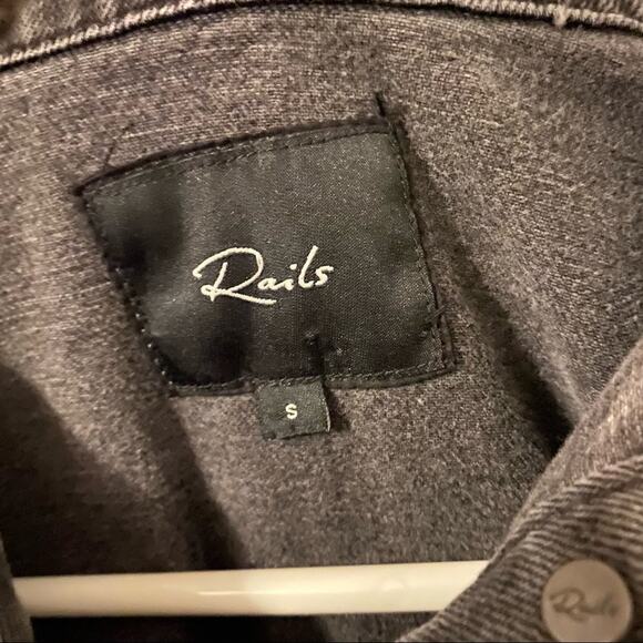 Rails Oversized Star Patch Faded Denim Jacket Black Womens Size Small - Picture 6 of 7